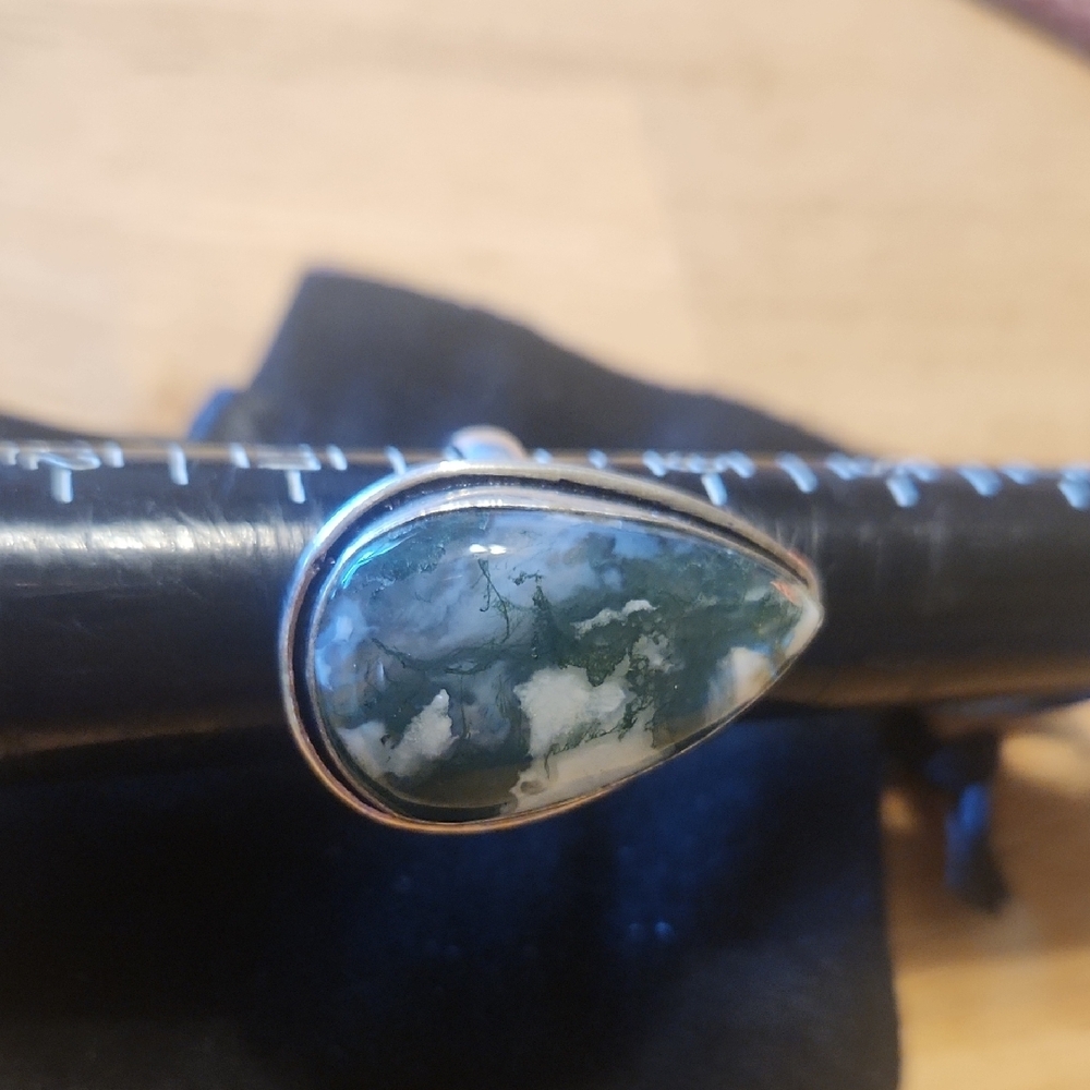 Sterling Silver and Green Stone Ring